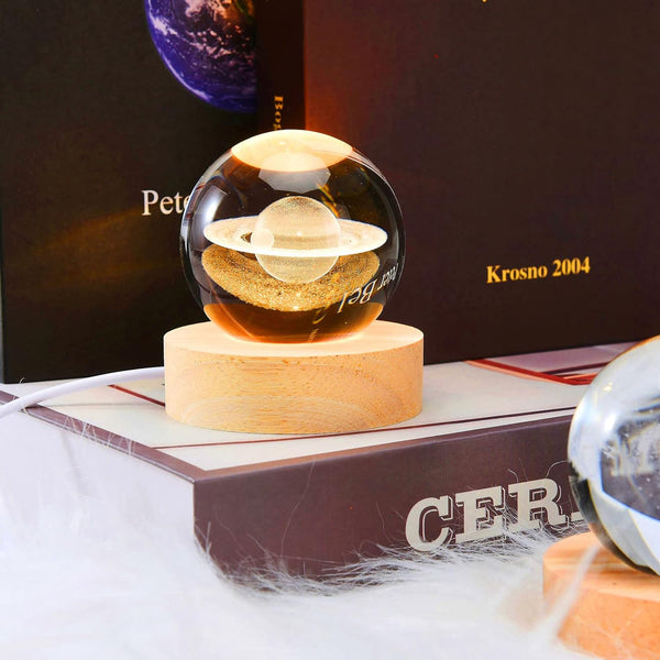 Crystal Ball with Wooden Base Light detail view