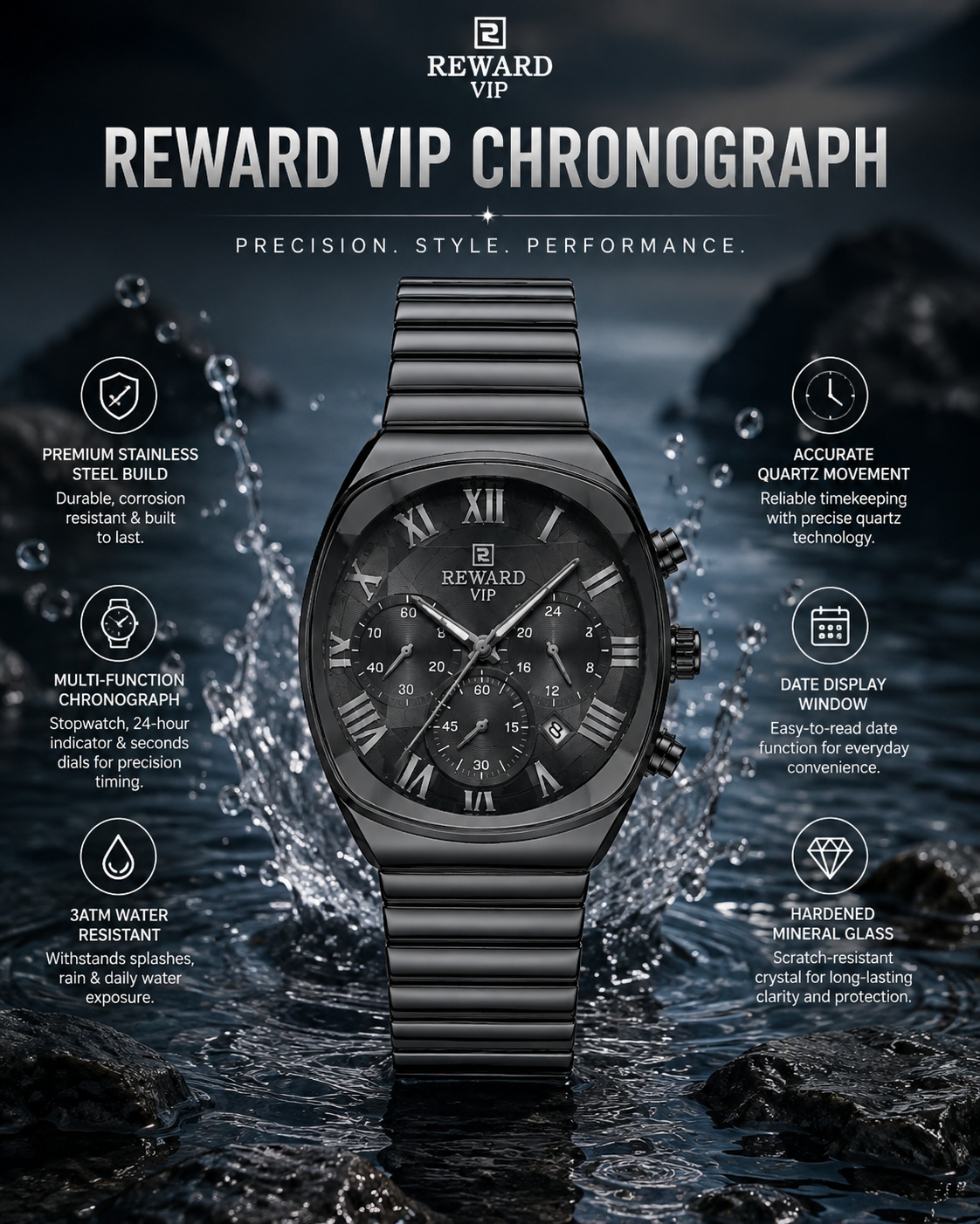 Reward VIP RD83008M Luxury Chronograph Watch for Men