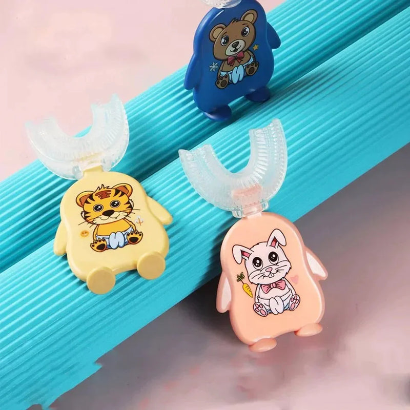 Cute Character 360 U Shaped Silicone Baby Toothbrush detail view