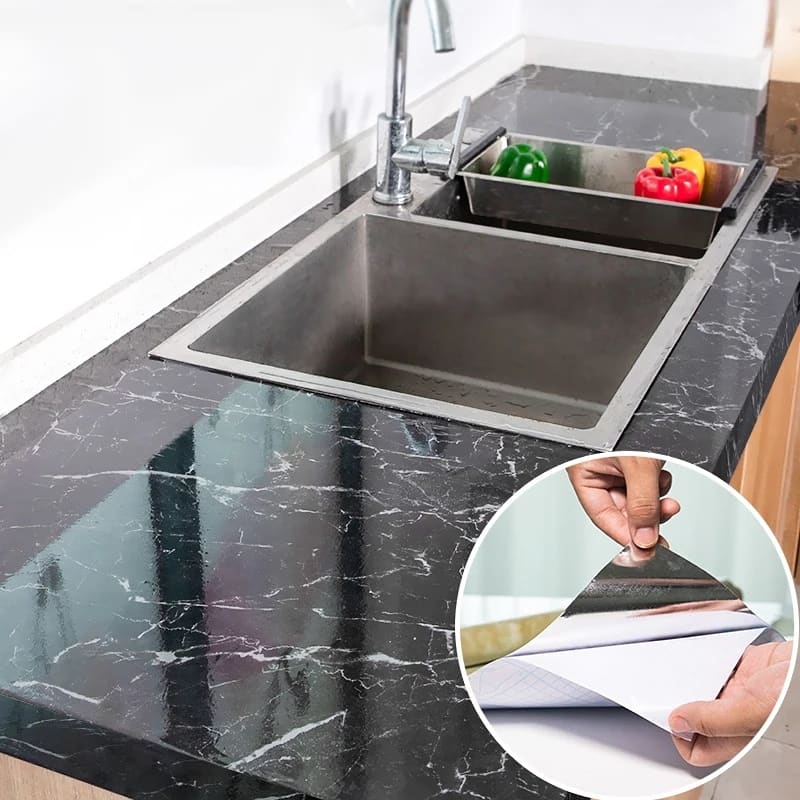 3D Black Marble Self Adhesive Sheet 60 X 200cm detail view