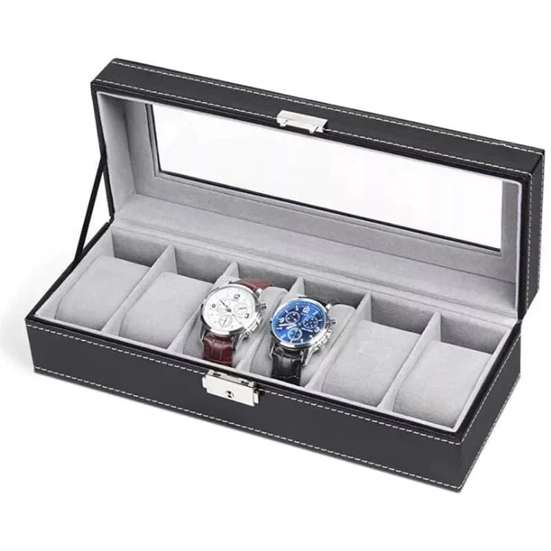 6 and 12 Slot Leather Watch Organizers detail view