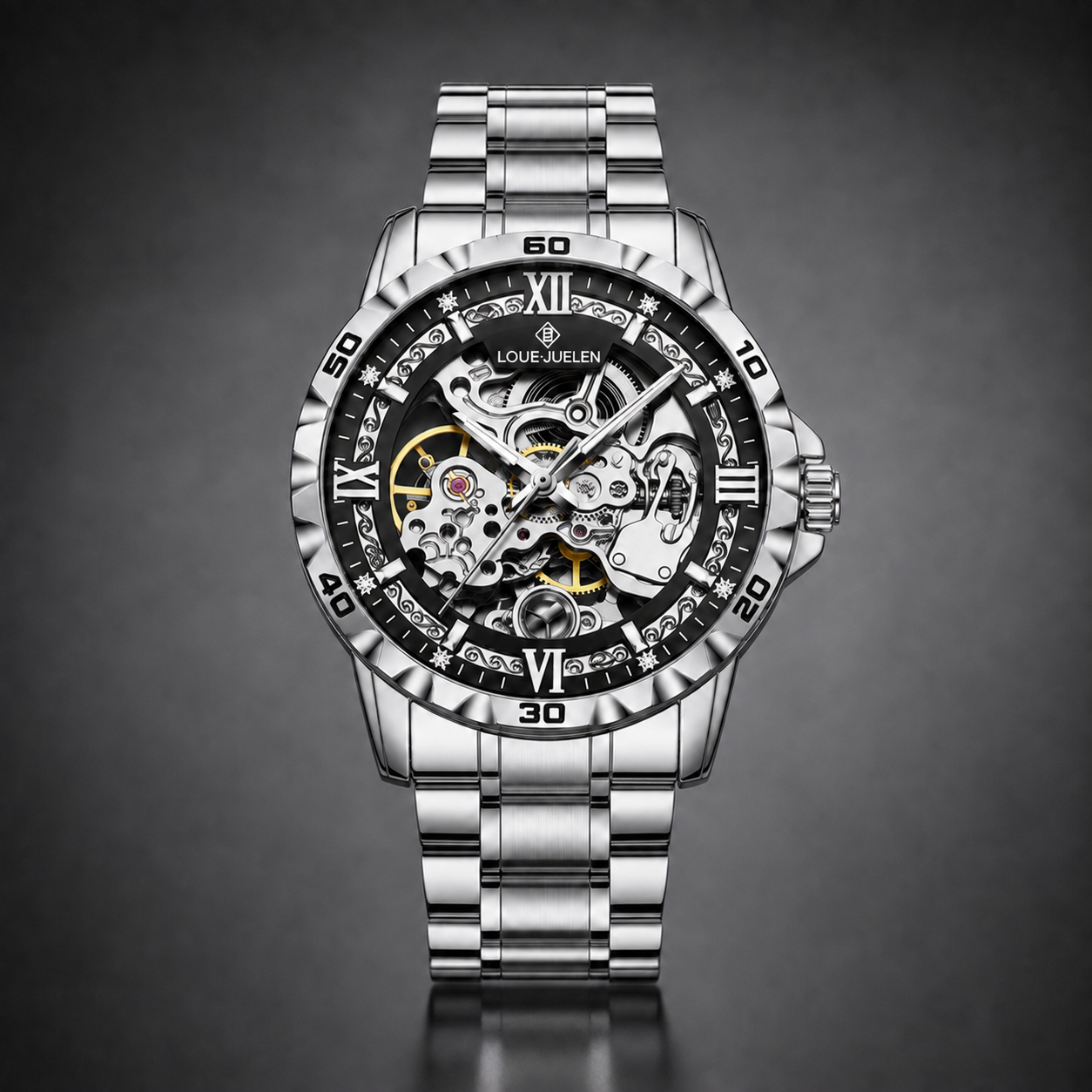 Luxury Automatic Skeleton Men's Watch – Stainless Steel 46mm