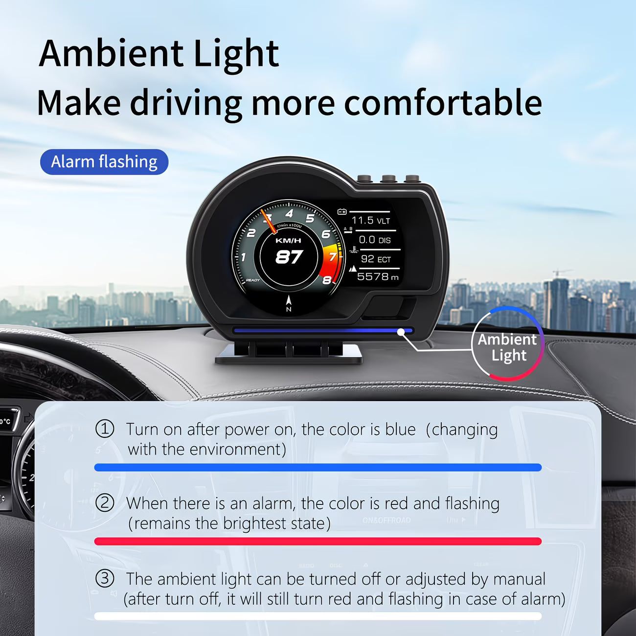 Upgrade your driving experience with the P6 OBD2 Head-Up Display (HUD). This smart digital gauge provides real-time vehicle data directly in your line of sight, helping you stay informed while keeping your eyes on the road.