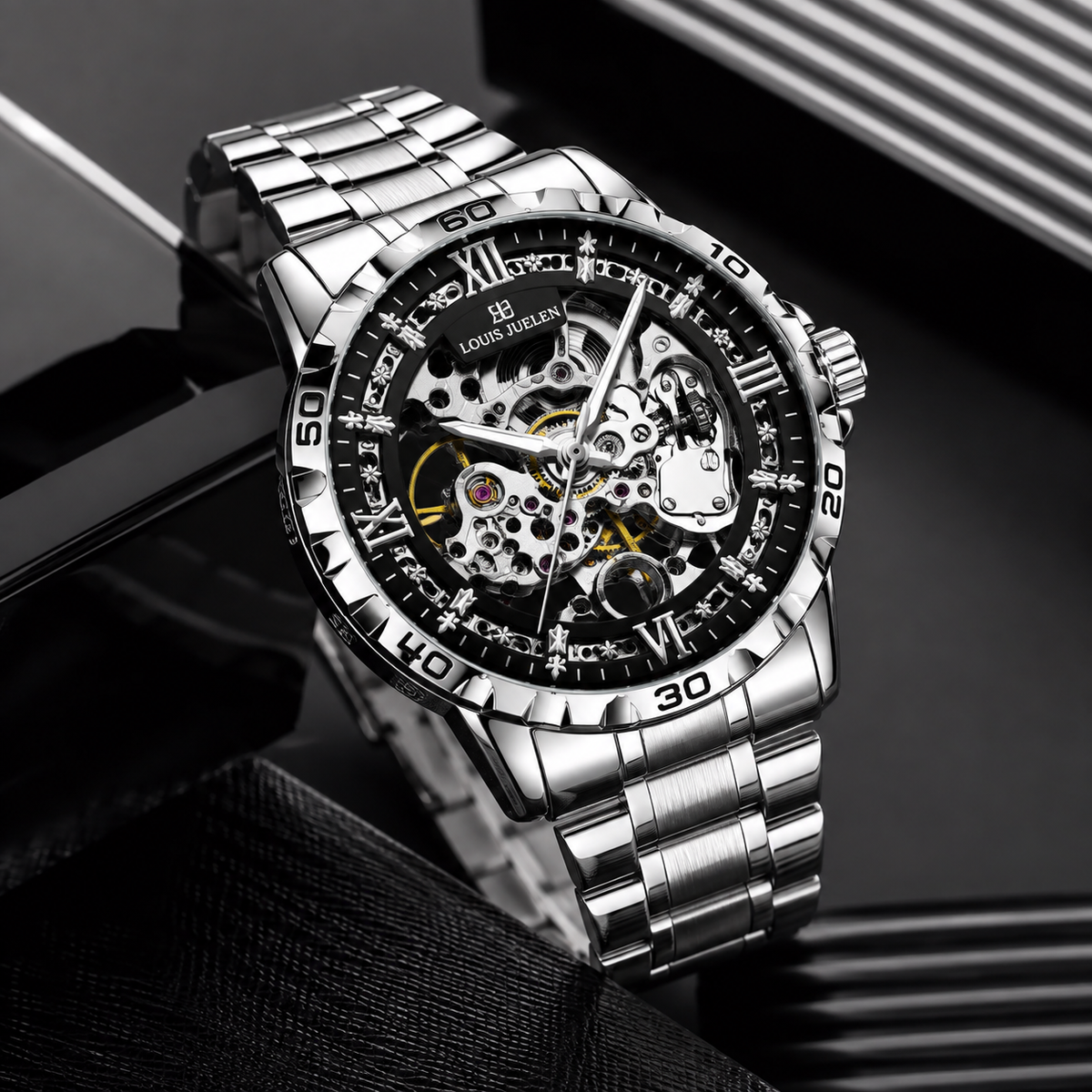 Luxury Automatic Skeleton Men's Watch – Stainless Steel 46mm
