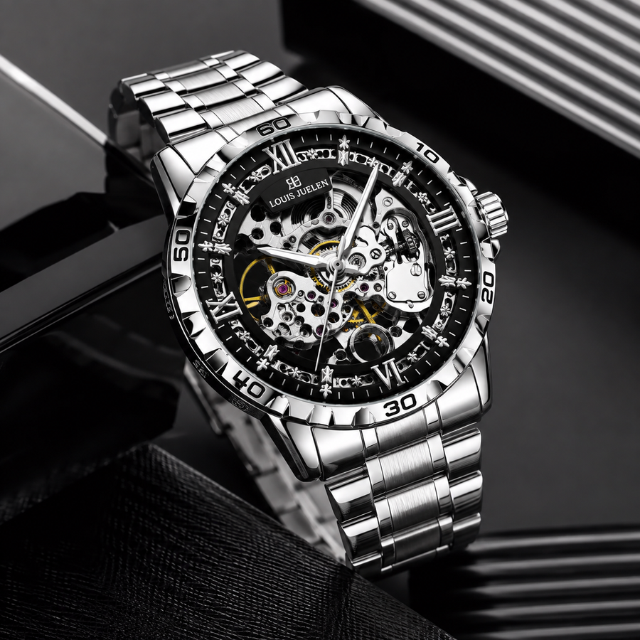 Luxury Automatic Skeleton Men's Watch – Stainless Steel 46mm