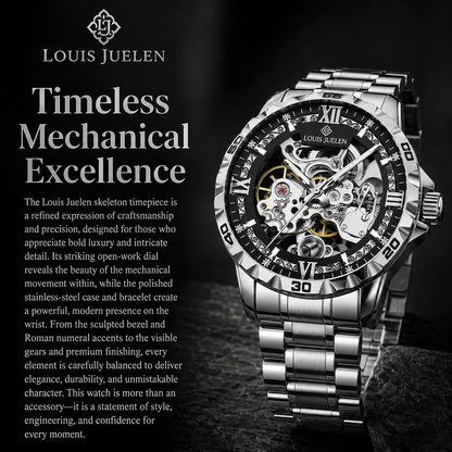Luxury Automatic Skeleton Men's Watch – Stainless Steel 46mm