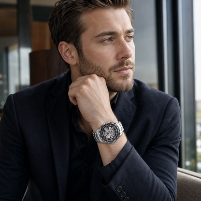 Luxury Automatic Skeleton Men's Watch – Stainless Steel 46mm