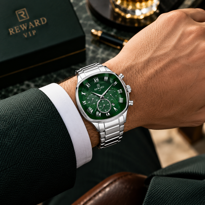 REWARD VIP Luxury Green Dial Chronograph Watch for Men