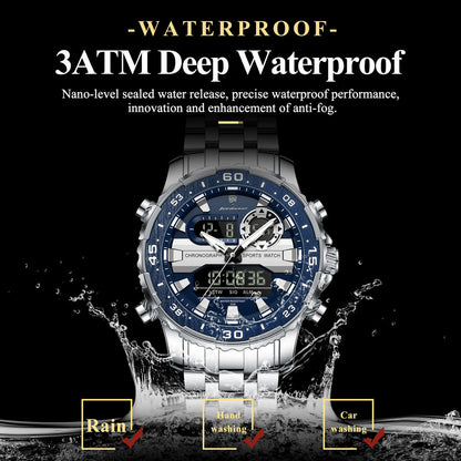 Upgrade your style with the Men’s Multifunction Chronograph Quartz Watch — built for precision, durability, and everyday elegance. Featuring a stainless steel bracelet, alloy case, and water-resistant design, perfect for casual or business wear.