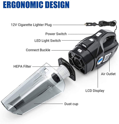 4-in-1 Portable Cordless Vacuum Cleaner – Vacuum, Blow & Inflator Pump