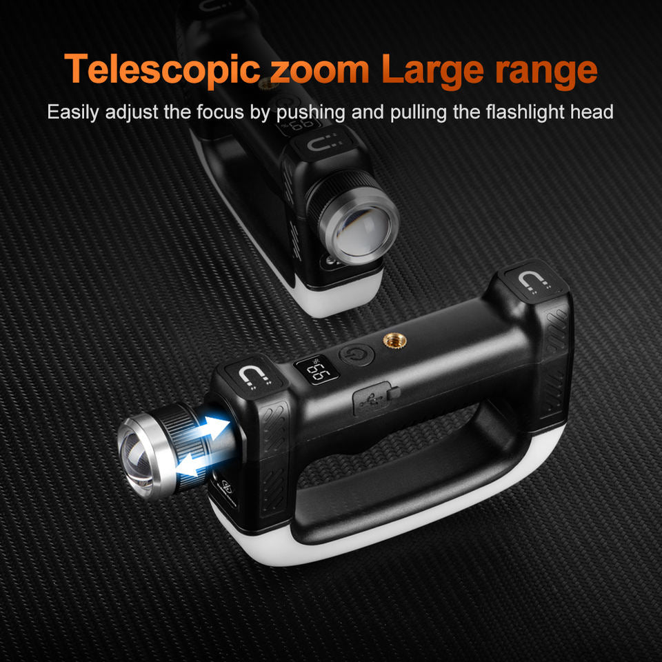 Multi Function Zoomable Rechargeable Torch Light Side Light Infrared Dual Magnetic Camping Repair Working Flashlight