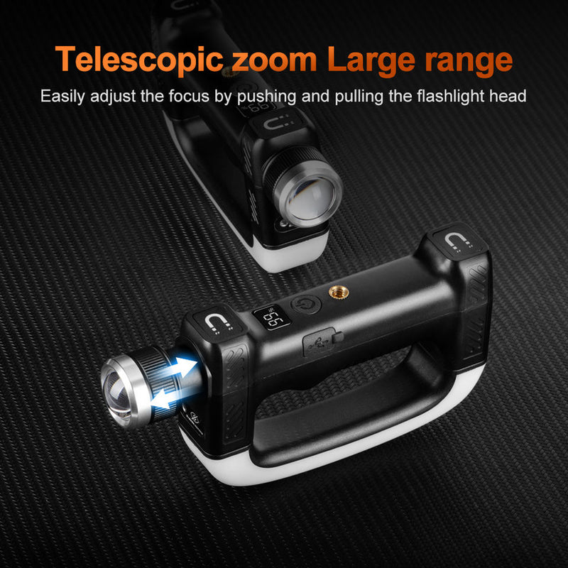 Multi Function Zoomable Rechargeable Torch Light Side Light Infrared Dual Magnetic Camping Repair Working Flashlight detail view