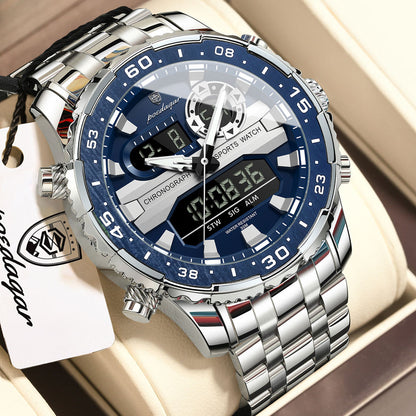 Upgrade your style with the Men’s Multifunction Chronograph Quartz Watch — built for precision, durability, and everyday elegance. Featuring a stainless steel bracelet, alloy case, and water-resistant design, perfect for casual or business wear.