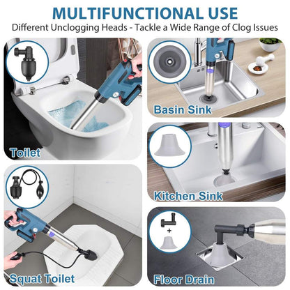 Household High Pressure Air Toilet Plungers Heavy Duty Plunger Drain Clog Remover Tools Electric Plunger Toilet