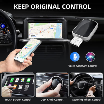 Drive smarter, safer, and completely cable-free with the 2-in-1 Wireless CarPlay & Android Auto Adapter. Enjoy seamless navigation, music, and hands-free calls for a cleaner and more convenient driving experience.