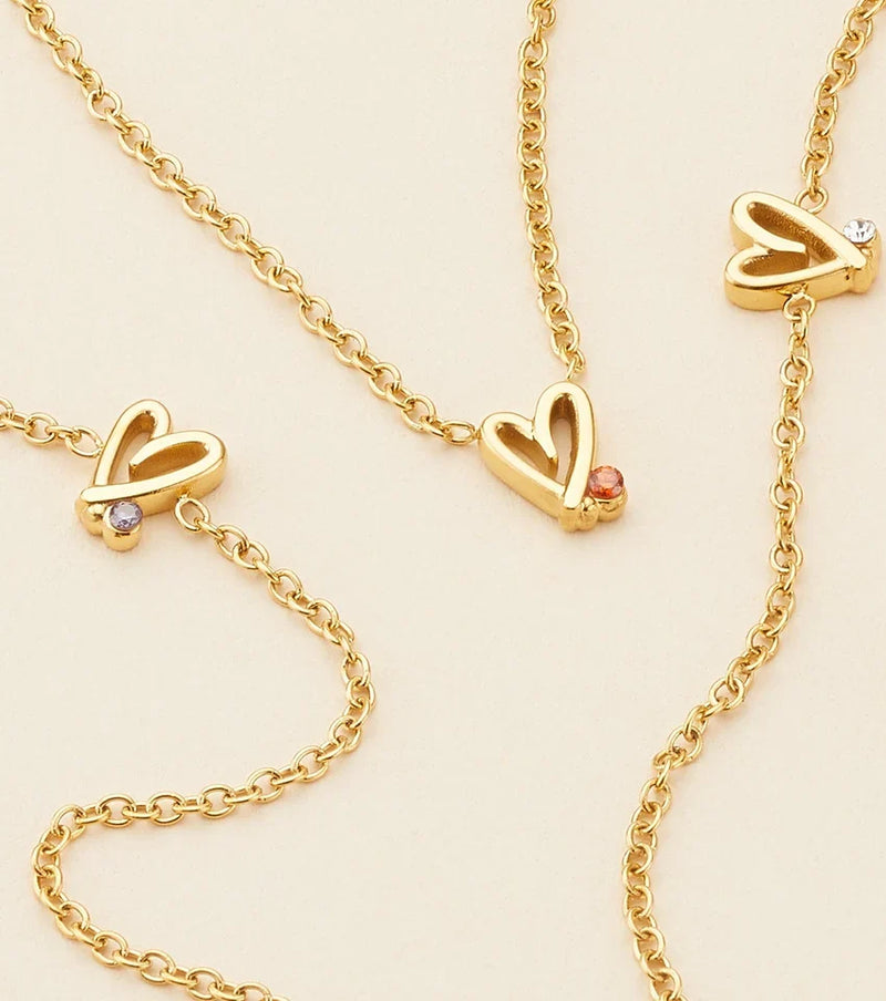Doodle Heart with birthstone detail view