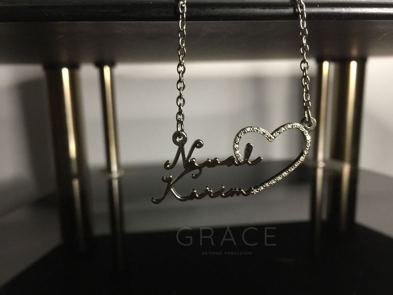Double Name Necklace With Heart detail view