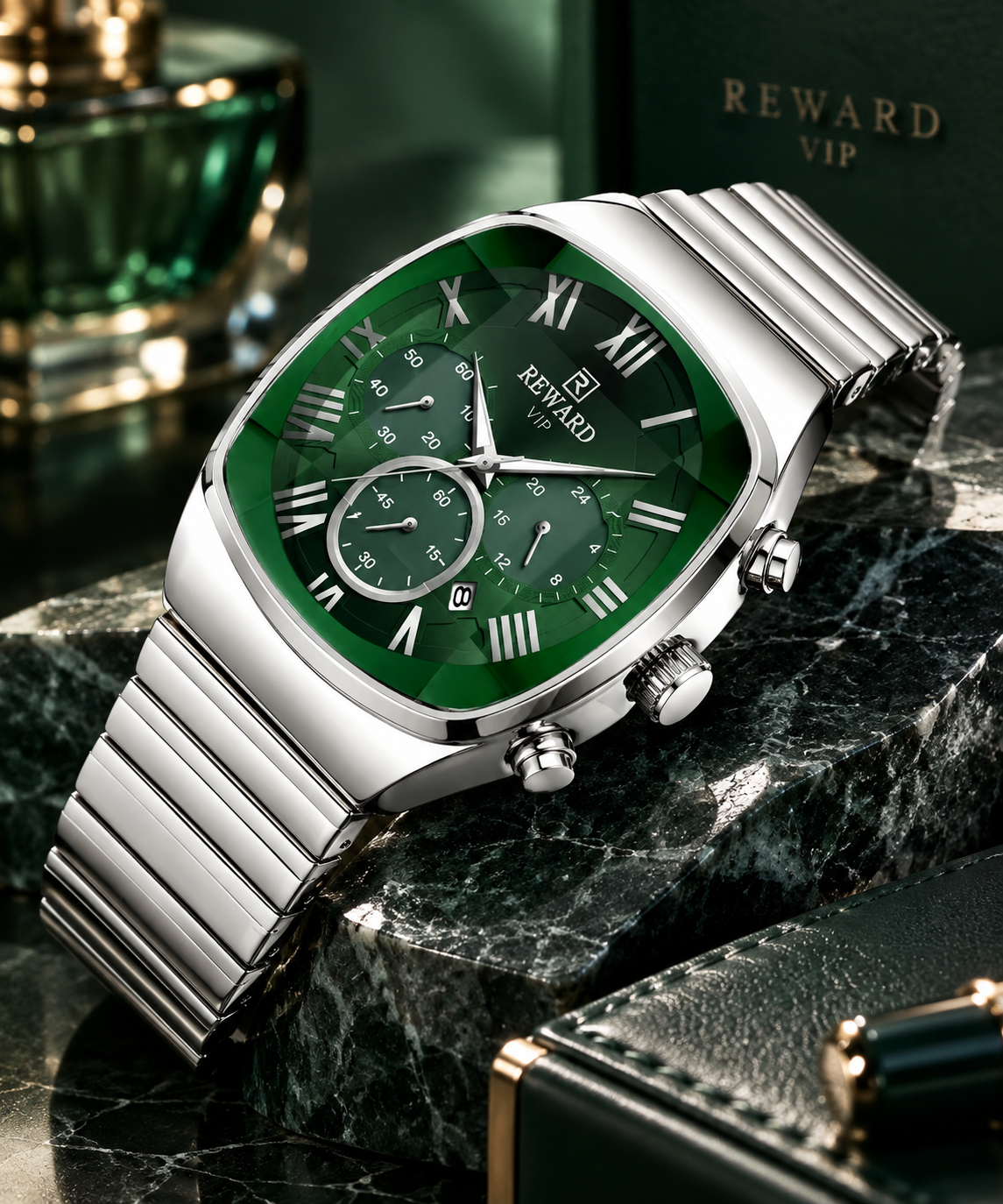 REWARD VIP Luxury Green Dial Chronograph Watch for Men