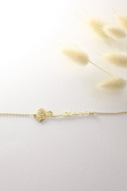 Birth flower Name Bracelet