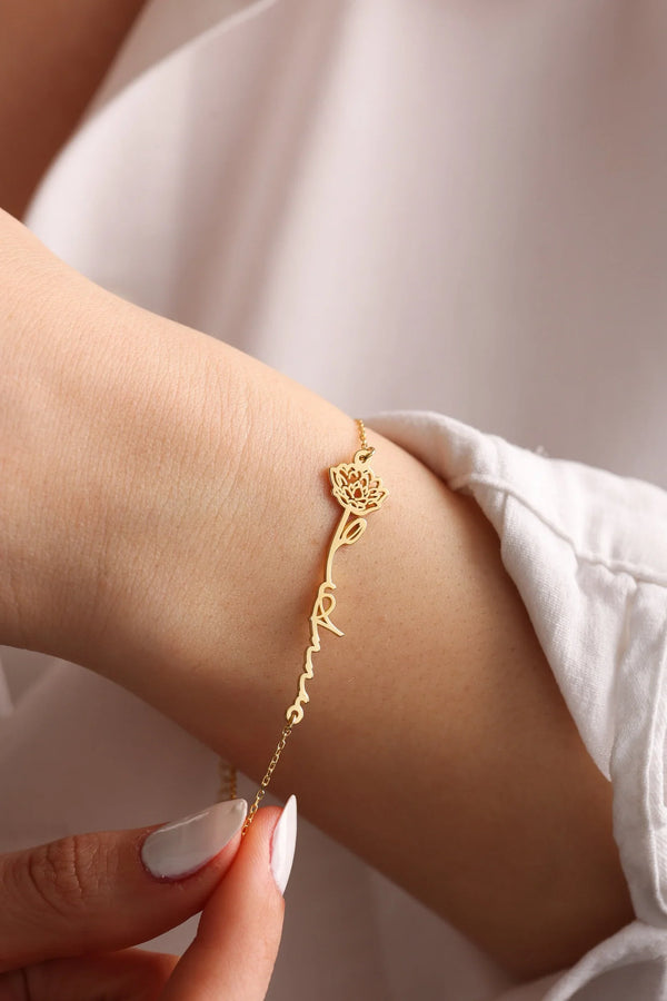 Birth flower Name Bracelet