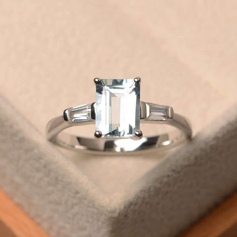Promise Aquamarine Ring detail view