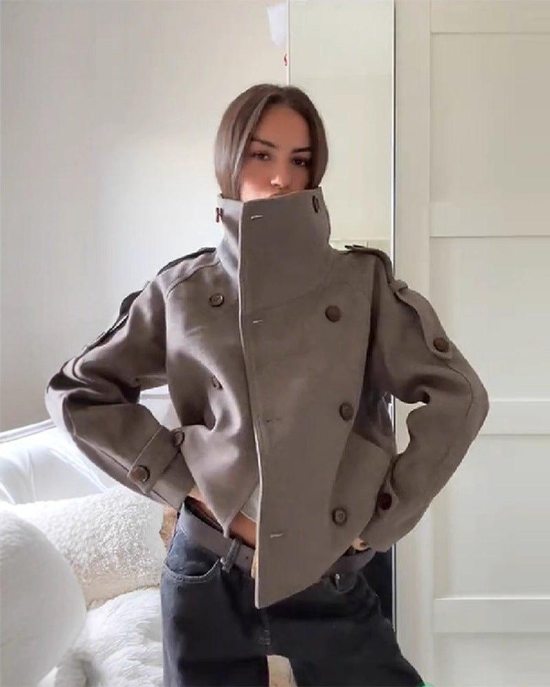 Julie Stand Collar Oversized Coat detail view